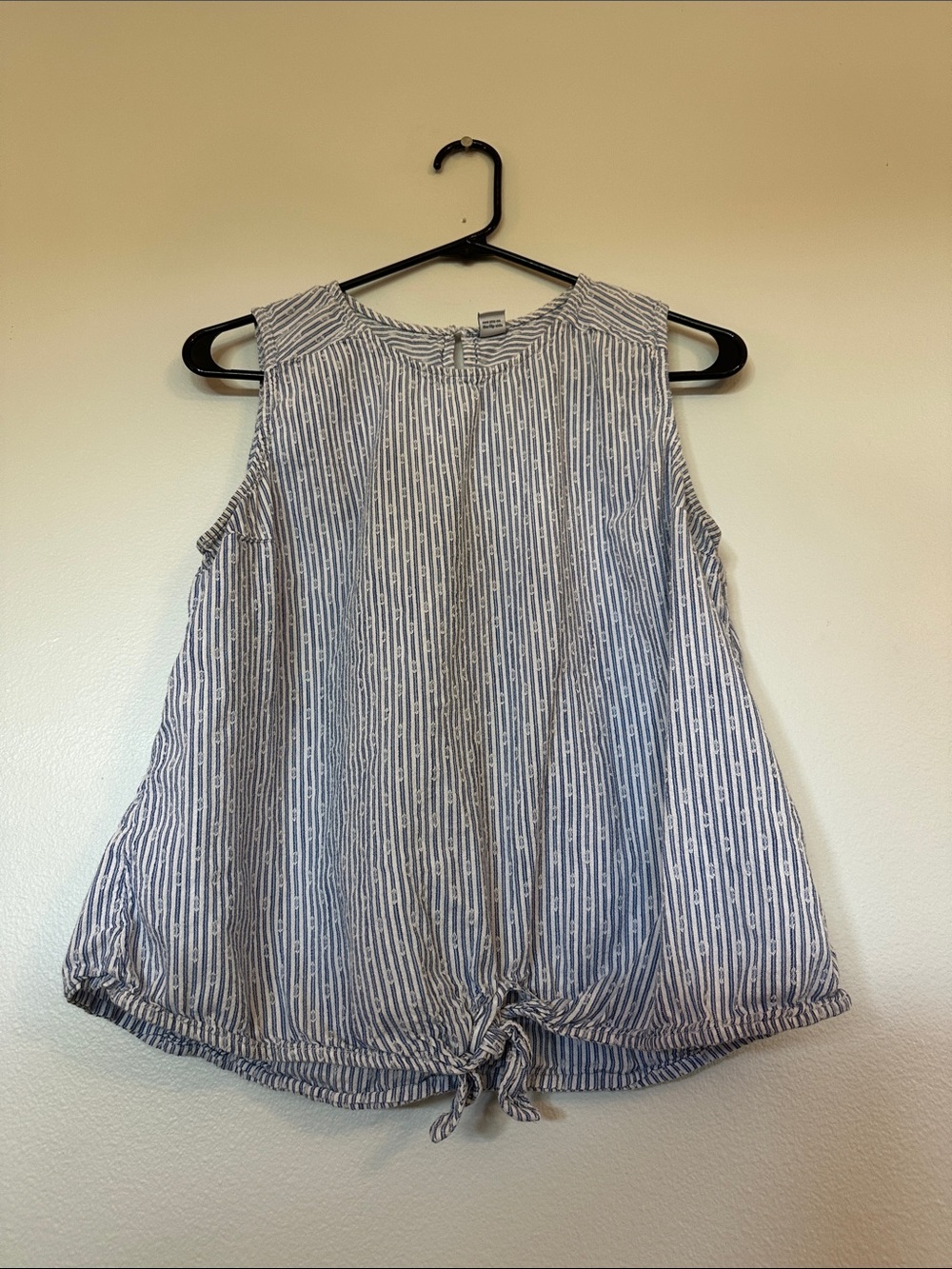 Old Navy Blue and White Striped Tie-Hem Tank